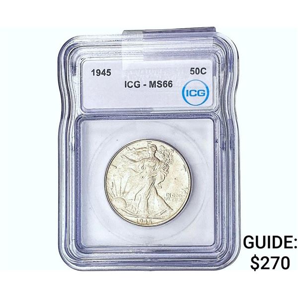 1945 Walking Liberty Half Dollar ICG MS66