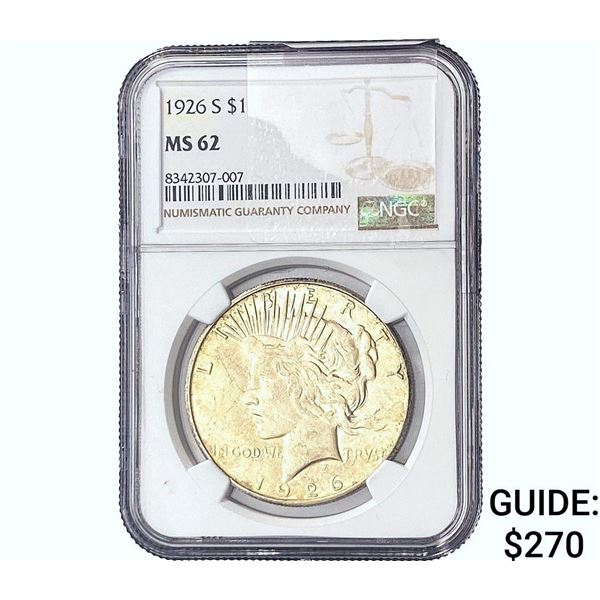 1926-S Silver Peace Dollar NGC MS62