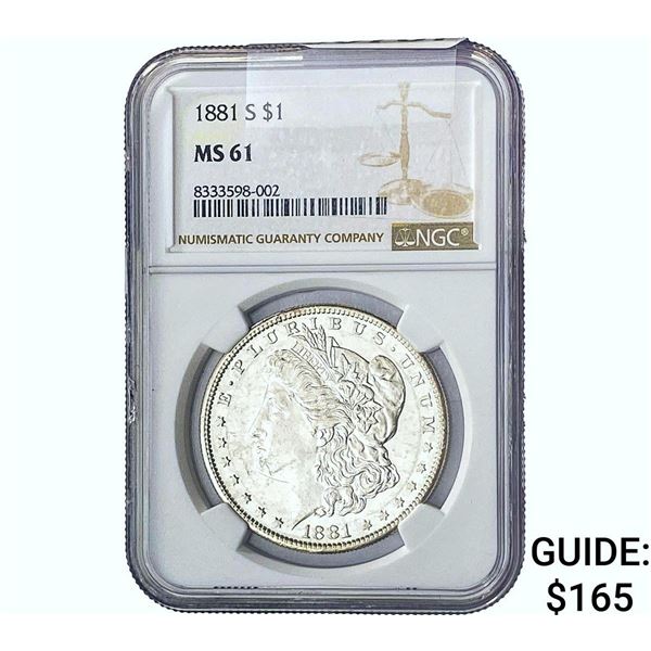 1881-S Morgan Silver Dollar NGC MS61