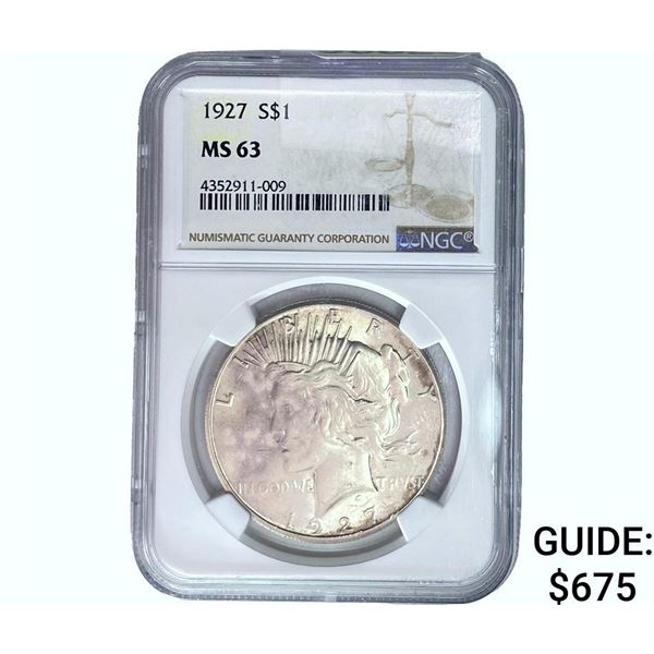 1927 Silver Peace Dollar NGC MS63