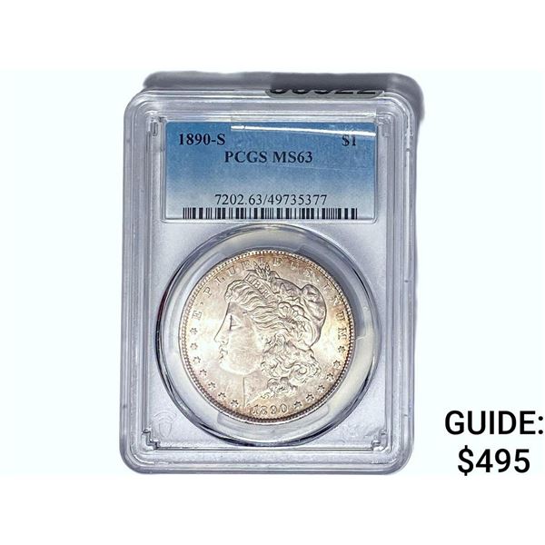 1890-S Morgan Silver Dollar PCGS MS63