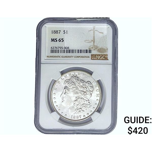1887 Morgan Silver Dollar NGC MS65