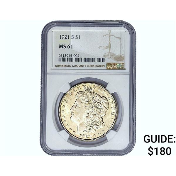 1921-S Morgan Silver Dollar NGC MS61
