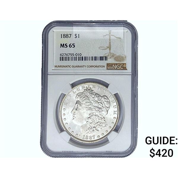 1887 Morgan Silver Dollar NGC MS65