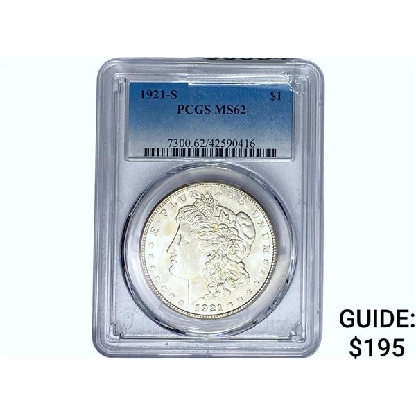 1921-S Morgan Silver Dollar PCGS MS62