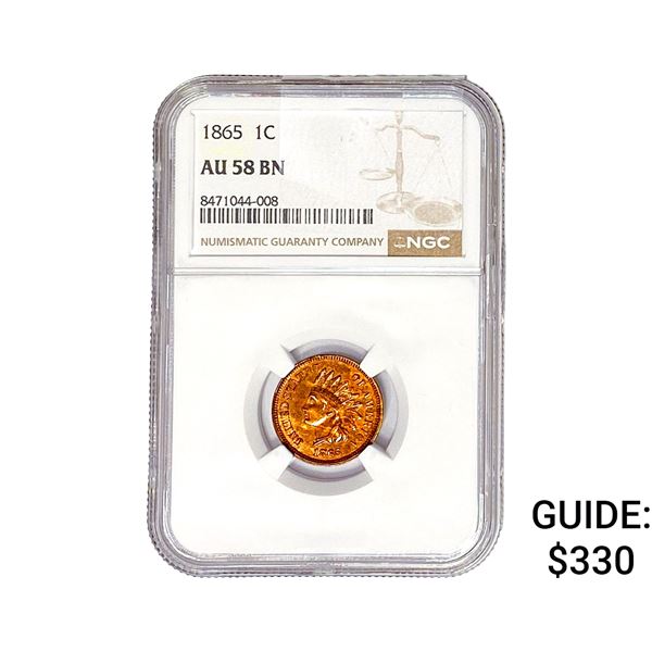 1865 Indian Head Cent NGC AU58 BN