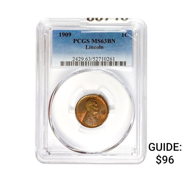 1909 Wheat Cent PCGS MS63 BN
