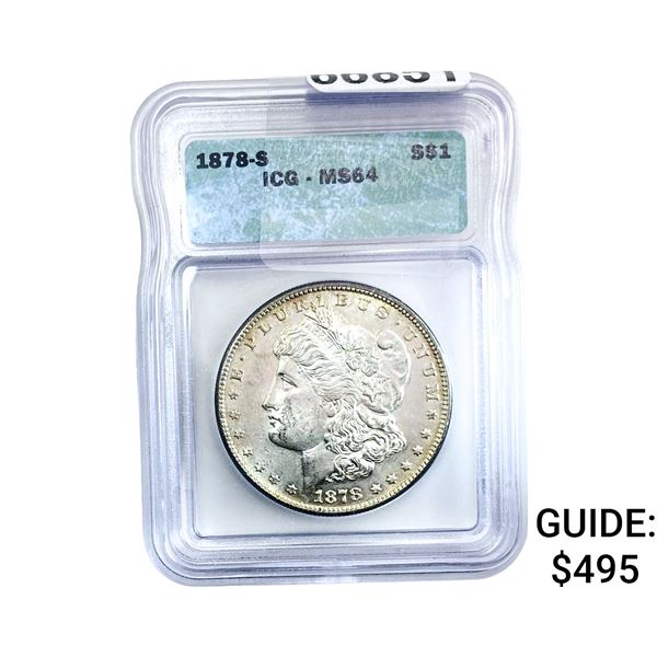 1878-S Morgan Silver Dollar ICG MS64
