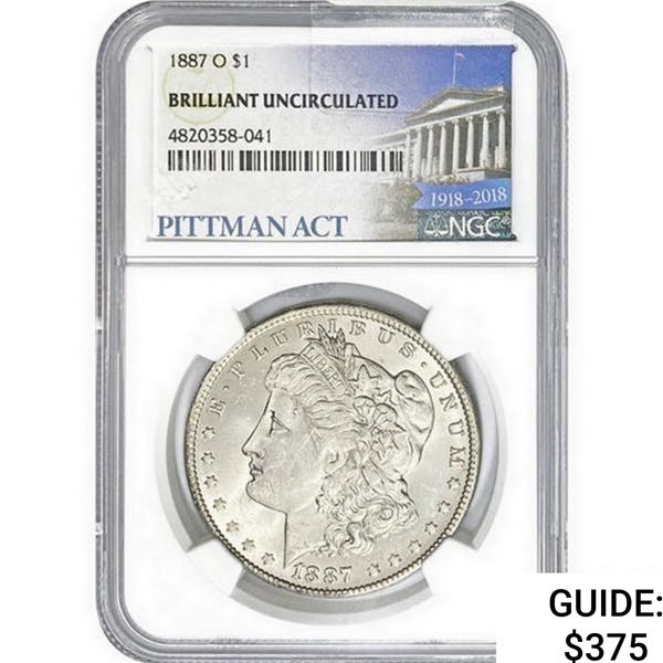 1887-O Morgan Silver Dollar NGC BRILLANTUNC