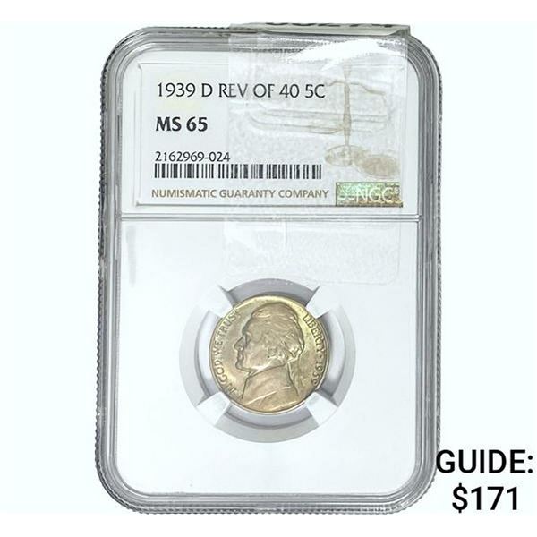 1939-D Jefferson Nickel NGC MS65 Rev of 40