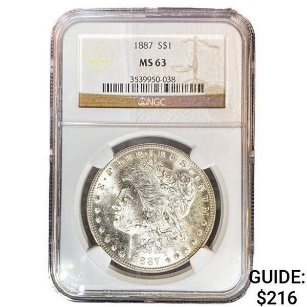 1887 Morgan Silver Dollar NGC MS63