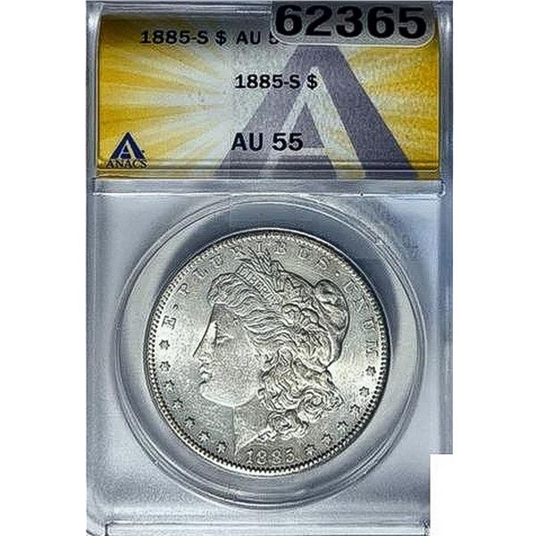 1885-S Morgan Silver Dollar ANACS AU55