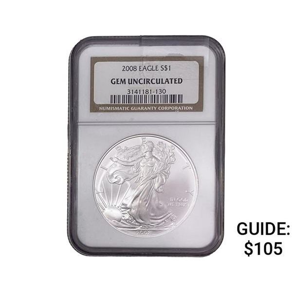 2008 Silver Eagle NGC GEMUNC