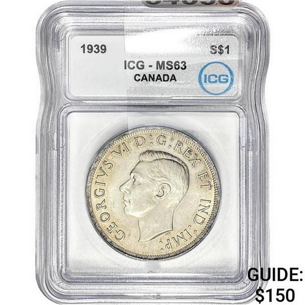 1939 Canada George VI Silver $1 ICG MS63