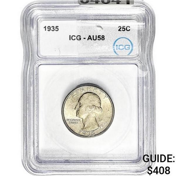 1935 Washington Silver Quarter ICG AU58