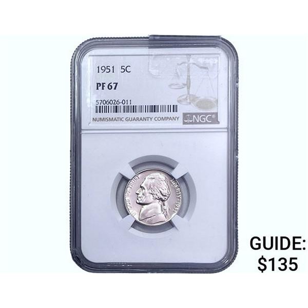 1951 Jefferson Nickel NGC PF67