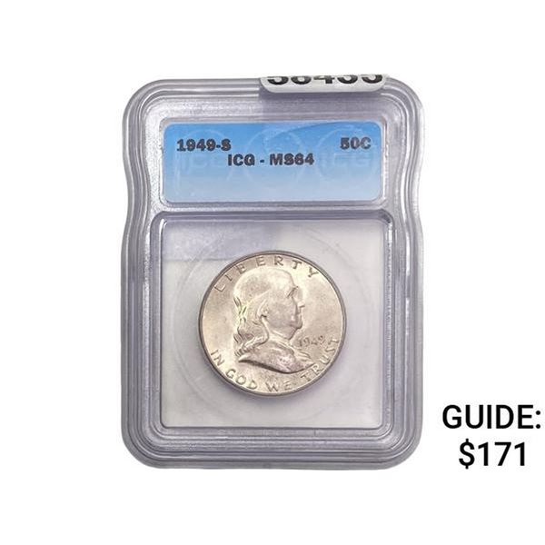 1949-S Franklin Half Dollar ICG MS64