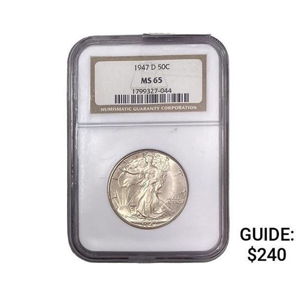 1947-D Walking Liberty Half Dollar NGC MS65