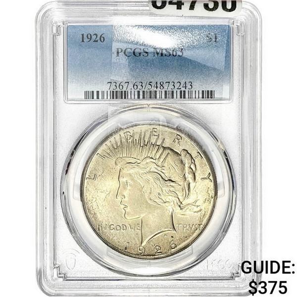 1926 Silver Peace Dollar PCGS MS63