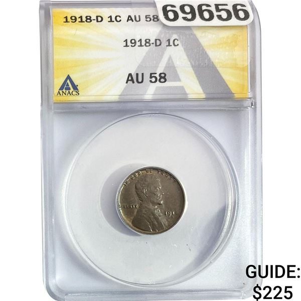 1918-D Wheat Cent ANACS AU58