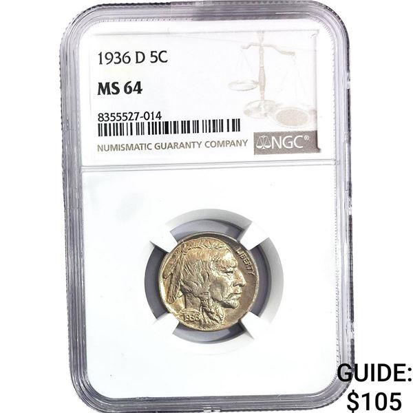 1936-D Buffalo Nickel NGC MS64