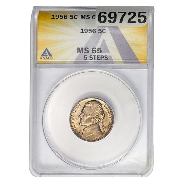1956 Jefferson Nickel ANACS MS65 5 Steps