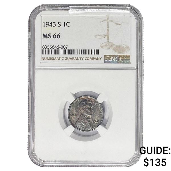 1943-S Wheat Cent NGC MS66