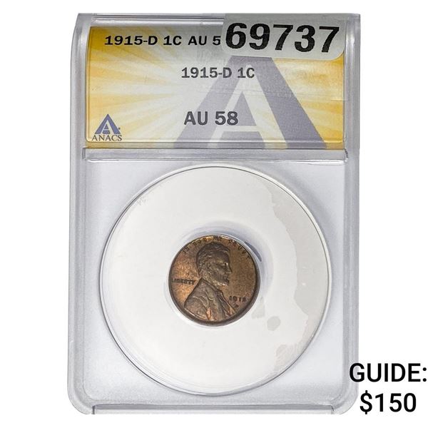 1915-D Wheat Cent ANACS AU58