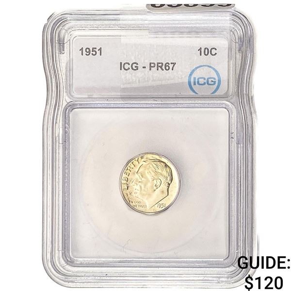 1951 Roosevelt Dime ICG PR67