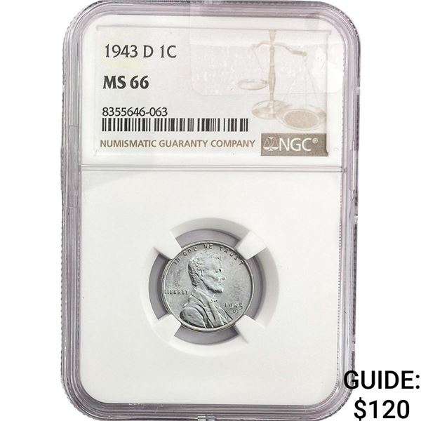 1943-D Wheat Cent NGC MS66