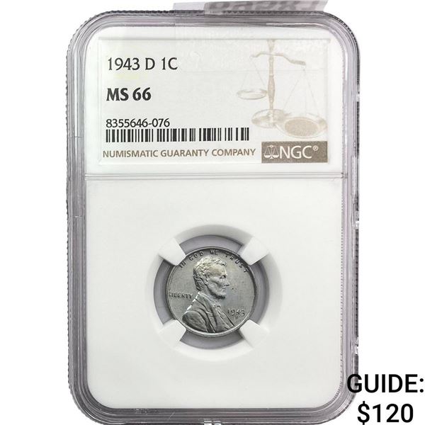 1943-D Wheat Cent NGC MS66