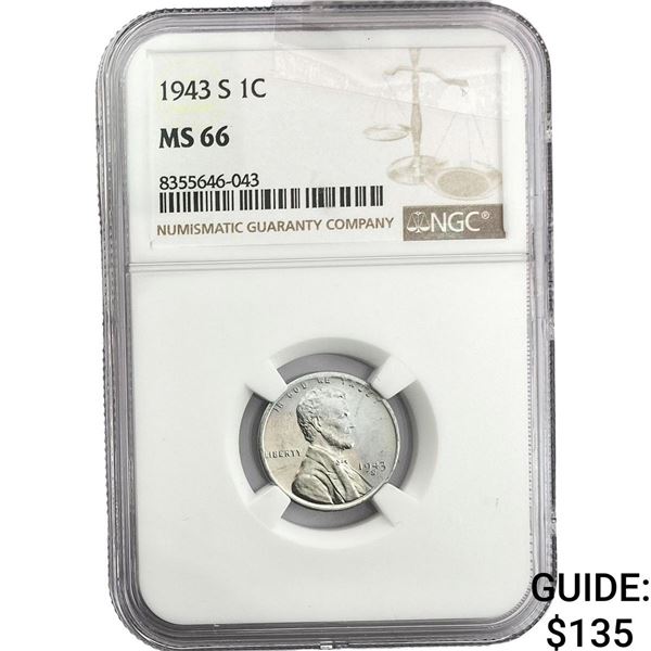 1943-S Wheat Cent NGC MS66