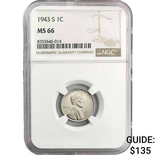 1943-S Wheat Cent NGC MS66