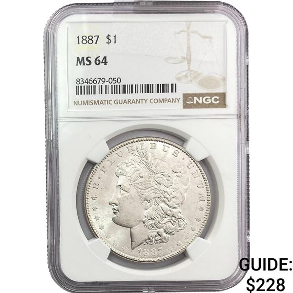 1887 Morgan Silver Dollar NGC MS64