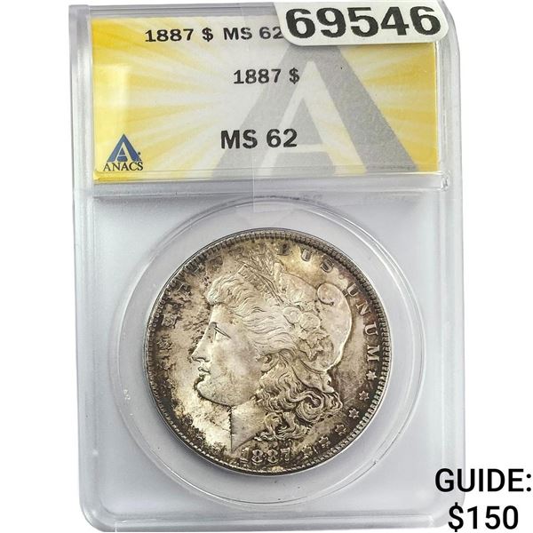1887 Morgan Silver Dollar ANACS MS62
