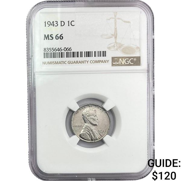 1943-D Wheat Cent NGC MS66
