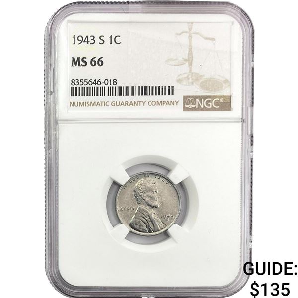 1943-S Wheat Cent NGC MS66