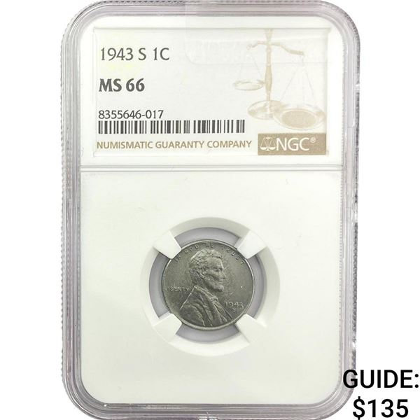 1943-S Wheat Cent NGC MS66