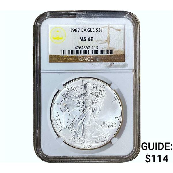 1987 Silver Eagle NGC MS69
