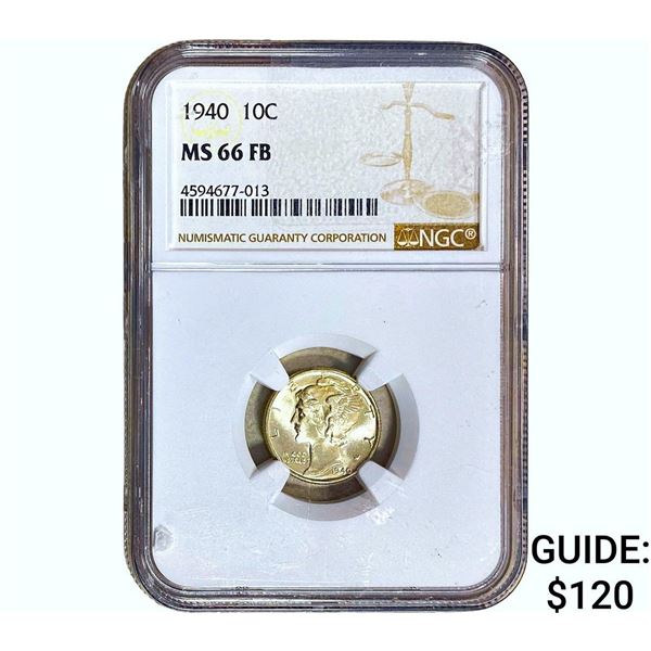 1940 Mercury Silver Dime NGC MS66 FB