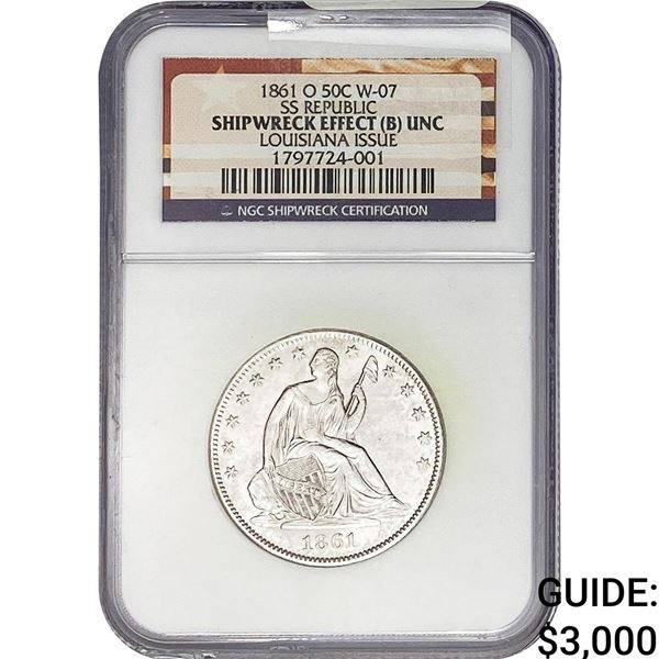 1861-O Seated Liberty Half Dollar NGC Shipwreck