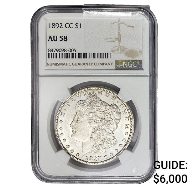 1892-CC Morgan Silver Dollar NGC AU58