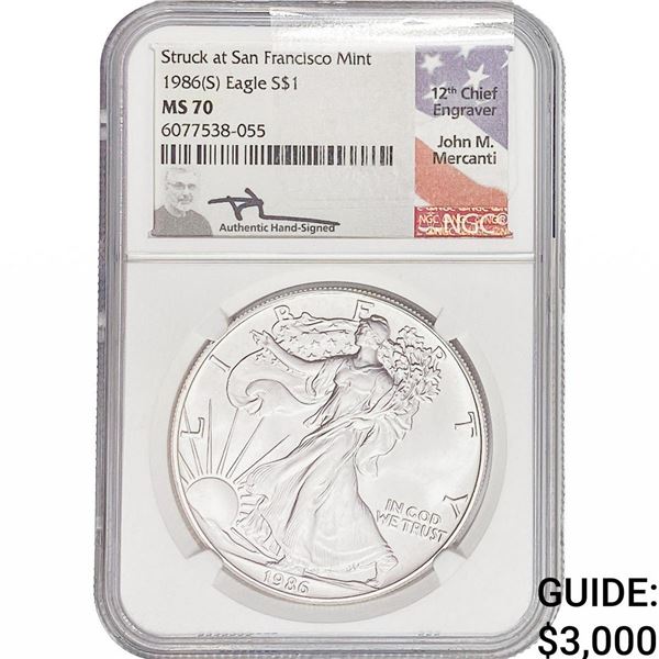 1986-S Silver Eagle NGC MS70