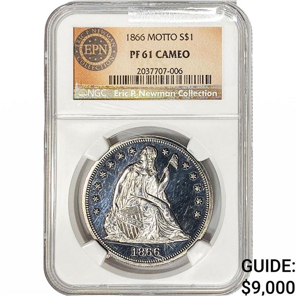 1866 Seated Liberty Dollar NGC PF61 Cameo Motto