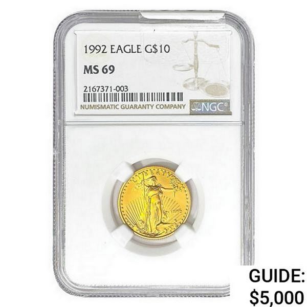 1992 1/4oz $10 Gold Eagle NGC MS69