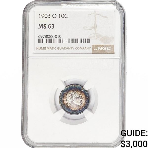 1903-O Barber Dime NGC MS63