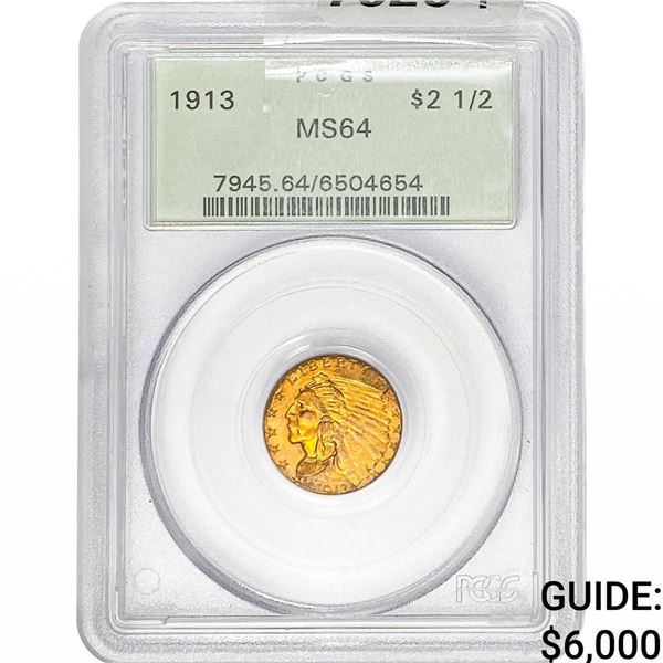 1913 $2.50 Gold Quarter Eagle PCGS MS64
