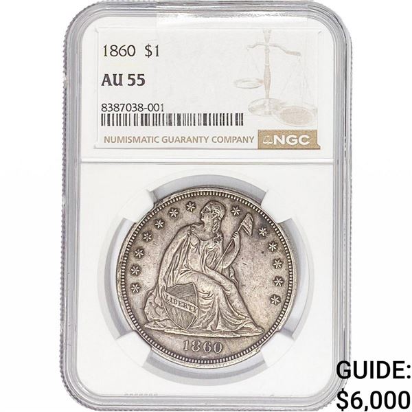 1860 Seated Liberty Dollar NGC AU55