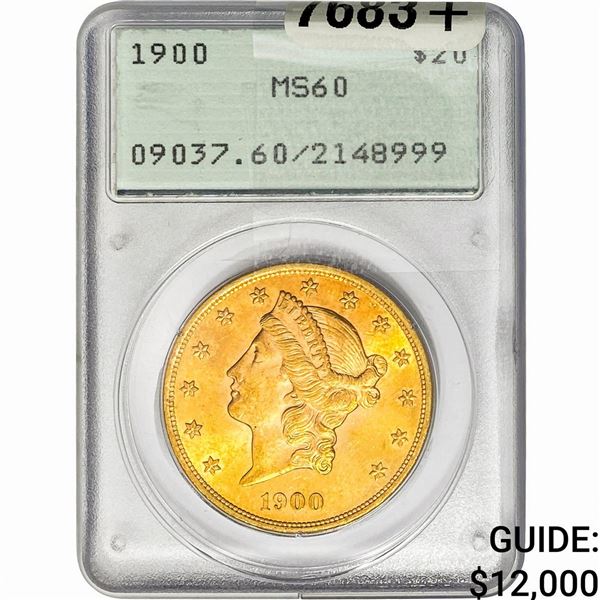 1900 $20 Gold Double Eagle PCGS MS60