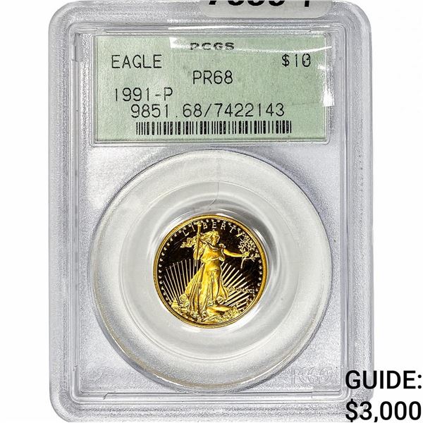1991-P Gold $10 1/4oz American Eagle PCGS PR68